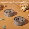 Anjetan 2 PCS Wooden Essential Oil Diffuser, Walnut Wood Diffuser, Aromatherapy Diffuser, Small Round Diffuser, Car Wood Diffuser, Desktop Air Freshener for Home, Offices, Yoga, Sauna, SPA view 3