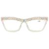 mincl Square Crystal Rhinestone Reading Glasses for Women Sparkling Eyewear Female Trendy Anti Blue Light bling Diamond Reader (clear, 2.75, x) view 1