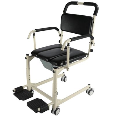 Bedside Commode Chair, 4 in 1 Toilet Rolling Transport Chair with Arms and 4 Brakes, Shower Wheelchair for Adults, Senior, Elderly, Handicap, Disabled
