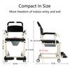 Bedside Commode Chair, 4 in 1 Toilet Rolling Transport Chair with Arms and 4 Brakes, Shower Wheelchair for Adults, Senior, Elderly, Handicap, Disabled view 2