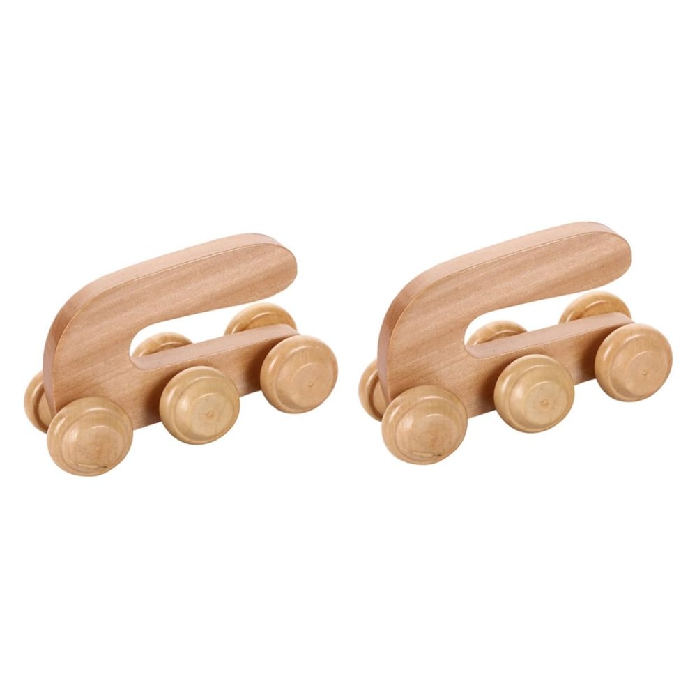 Beavorty 2pcs Back Massager Handheld Roller Wooden Massage Ball Body Massager for Calf Arm Neck Yoga Portable Relief Tool