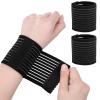 2 PCS Elastic Wrist Support Band Wrap Breathable Wrist Brace Adjustable Wrist Straps Support Relieves Wrist Pain Arthritis Tendonitis Sports Use for Men and Women Right & Left (Black) view 1