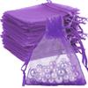 Organza Bags, Purple Organza Bags, 100Pcs, Sheer Organza Bags 3 x 4 inch, Jewelry Gift Bags, Party Favor Bags with Drawstring, Mesh Gift Pouches Mini Candy Bags for Wedding Birthday Party view 1
