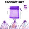 Organza Bags, Purple Organza Bags, 100Pcs, Sheer Organza Bags 3 x 4 inch, Jewelry Gift Bags, Party Favor Bags with Drawstring, Mesh Gift Pouches Mini Candy Bags for Wedding Birthday Party view 2