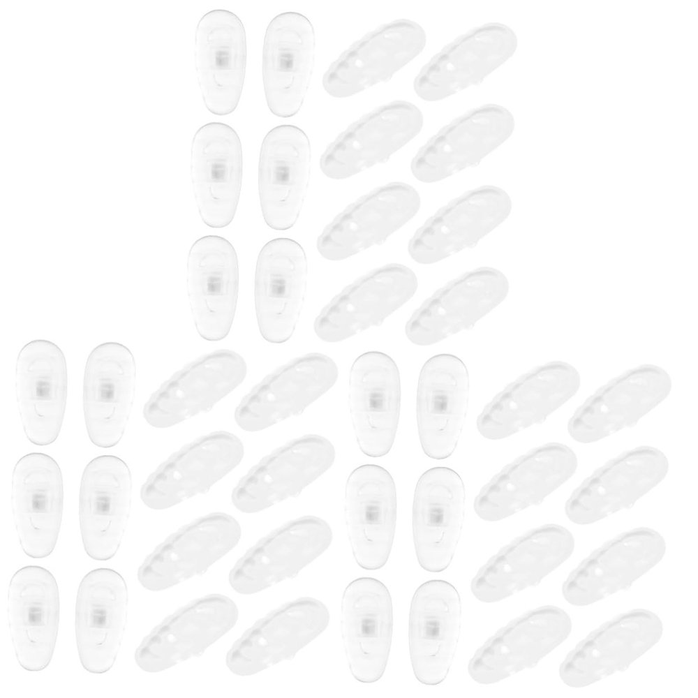 Beavorty 60pairs Silicone Nose Pads for Glasses Non- Flexible Eyeglass Nose Pads Comfortable Replacement for Sunglasses and Optical Frames Water-Drop Shape Design