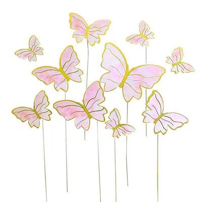 100 Pcs Pink Butterfly Cake Toppers 3D Butterfly Cupcake Cake Decorations for Birthday Party Wedding Baby Shower Supplies