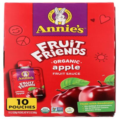 Annie'S Homegrown Organic Apple Fruit Sauce 10Pk, 32 Oz
