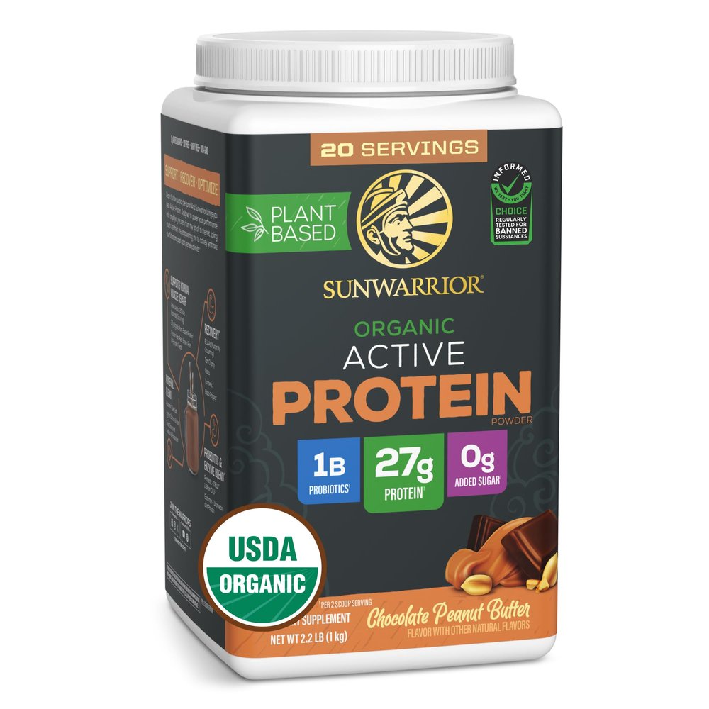 Sunwarrior Organic Plant Based Protein Powder | Vegan Organic Protein Powder with BCAAs Plus Recovery Minerals & Botanicals | Non-GMO Soy Dairy & Gluten Free (Chocolate Peanut Butter, 20 Servings)