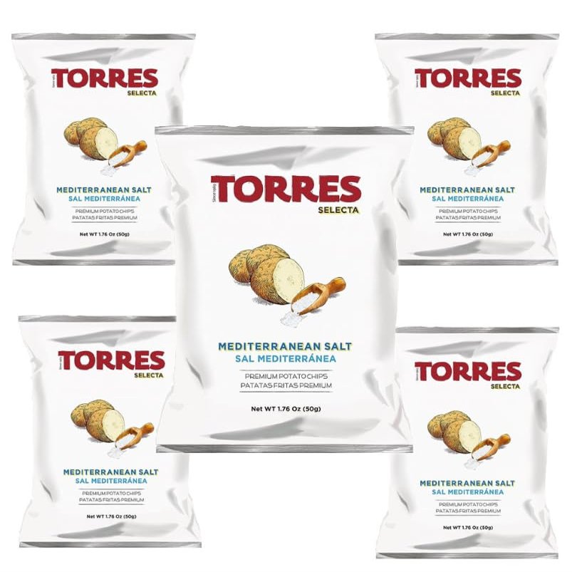 Generic [5 Pack] Mediterranean Sea Salt - 50g/ 1.76oz - Torres Spanish Potato Chips Patatas Fritas Made in Barcelona, Spain (Sal Mediterranea)