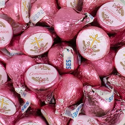 40 Pcs Girl First Holy Communion Candy Party Favors Wrapped Miniatures Chocolate - Girl
