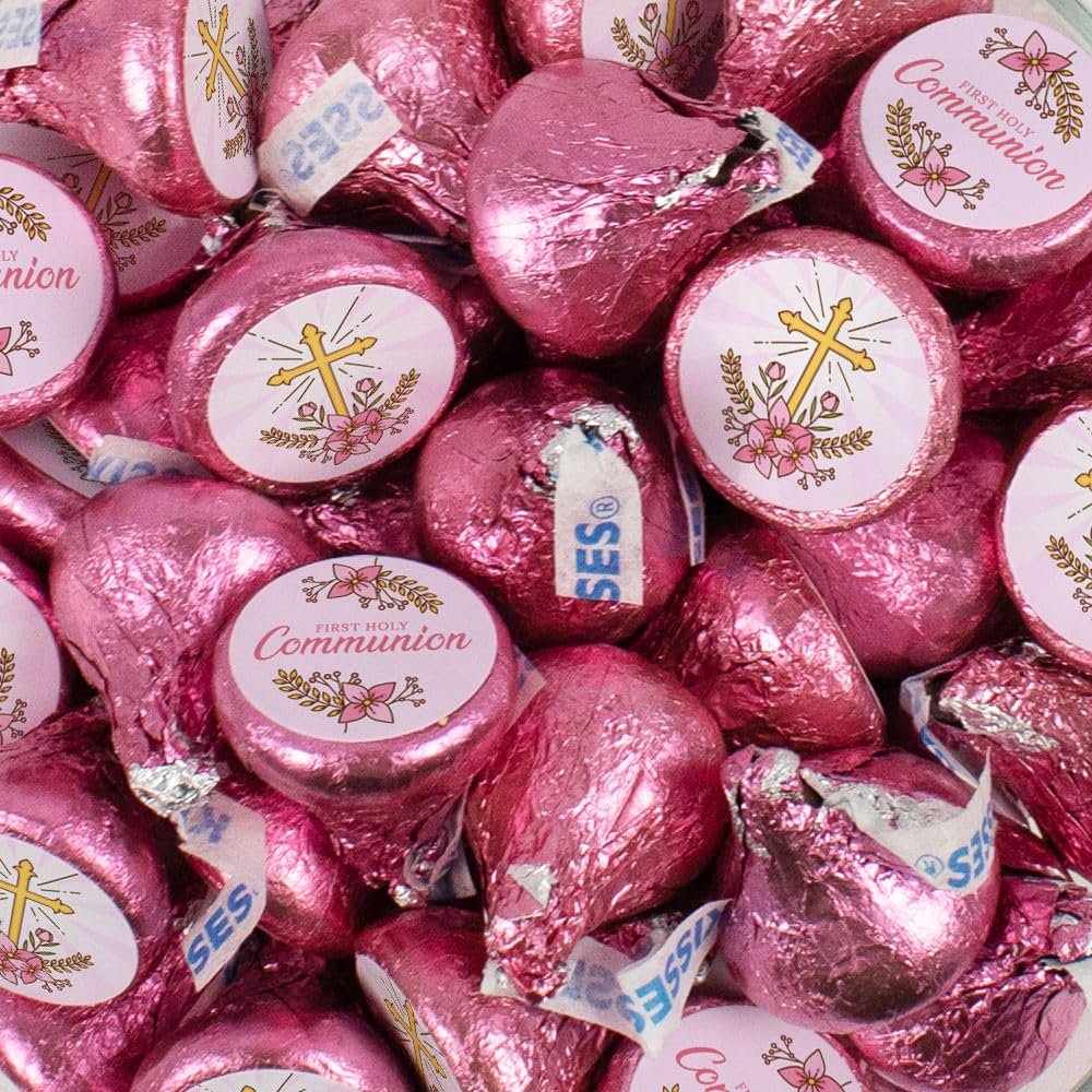 40 Pcs Girl First Holy Communion Candy Party Favors Wrapped Miniatures Chocolate - Girl