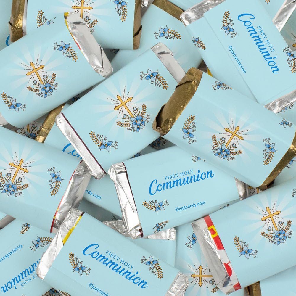 40 Pcs Boy First Holy Communion Candy Party Favors Wrapped Miniatures Chocolate - Boy