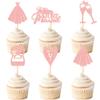 Cyodoos 25 Pcs Bride and Groom Cupcake Toppers Wedding Dress Diamond Ring Cupcake Picks Bridal Shower Wedding Engagement Anniversary Party Cake Decorations Supplies Rose Gold view 1