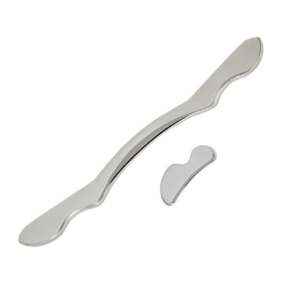 NCCYOOT Gua sha Tool gua sha Stainless Steel iastm Tool Gussha Massage Tool Muscle Scraping Tool for Soft Tissue Therapy and Reduce Arms,Back, Legs, Neck Muscle Pain(bianb), Silvery White