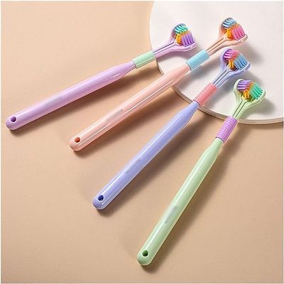 2 Pcs Random Color Three-Sided Soft Hair Toothbrush, Effective Wrap-Around Design, Deeply and Thoroughly to Clean Teeth and Gums, Suitable for Adults and Children Toothbrushes and Accessories