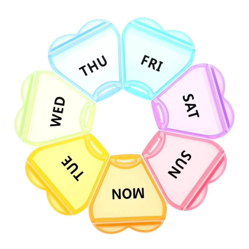 Day Pill Box Lid Portable Weekly Medicine Organizer Compact Lightweight for Travel