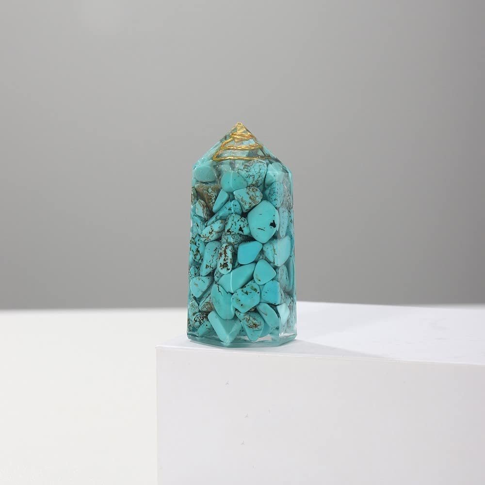 DIFUGLID Gemstone Natural Healing Crystal Point Amethyst Carnelian Obelisk Positive Energy Wand Stone Home Decor,Turquoise