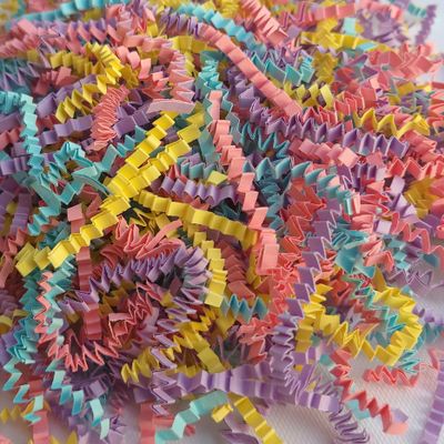 BOXHOME Shred Paper Filler (1LB) Crinkle Cut Paper for Wrapping & Filling Gift Basket Gift Boxes, Macaron color-Light Pink, Light Purple, Light Green and Light Yellow