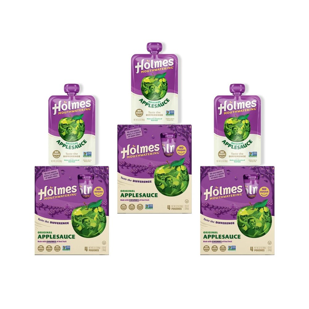 Applesauce Squeeze Pouch, Organic Applesauce Pouches with Real Chunks of Fruit, No Artificial Flavors Fruit Snack, (Original Apple, 12 Pack of 3.2 oz)