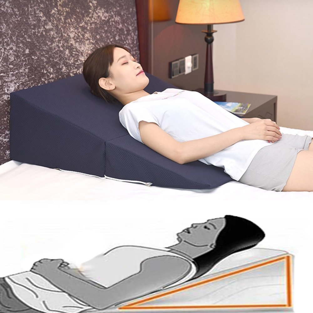 Foldable Memory Foam Wedge Bed Pillows, Wedge Mattress Elevator for Gerd Lower Back Pain Acid Reflux Heartburn Allergies Snoring, Tv Pillows for Sitting In Bed, Leg Support Cushion ( Size : 80x80x30cm