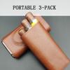 RAPPRG Cigar Case, 3-Finger Cigar Box with Stainless Steel Cigar Cutter, Leather Travel Cigar Humidor Portable for Cigar Lovers Father Husband Son, Cigar Smoker Friends (Color : Brown) view 3