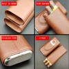 RAPPRG Cigar Case, 3-Finger Cigar Box with Stainless Steel Cigar Cutter, Leather Travel Cigar Humidor Portable for Cigar Lovers Father Husband Son, Cigar Smoker Friends (Color : Brown) view 4