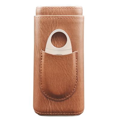 Cigar Case, Portable Leather Cigar Humidor, Cigar Travel Case For Men, Perfect Cigar Accessories 3-Finger Cigar Box For Husband Boy Friend Groomsmen Boss Father Any Cigar Lovers Cigar Smokers ( Color