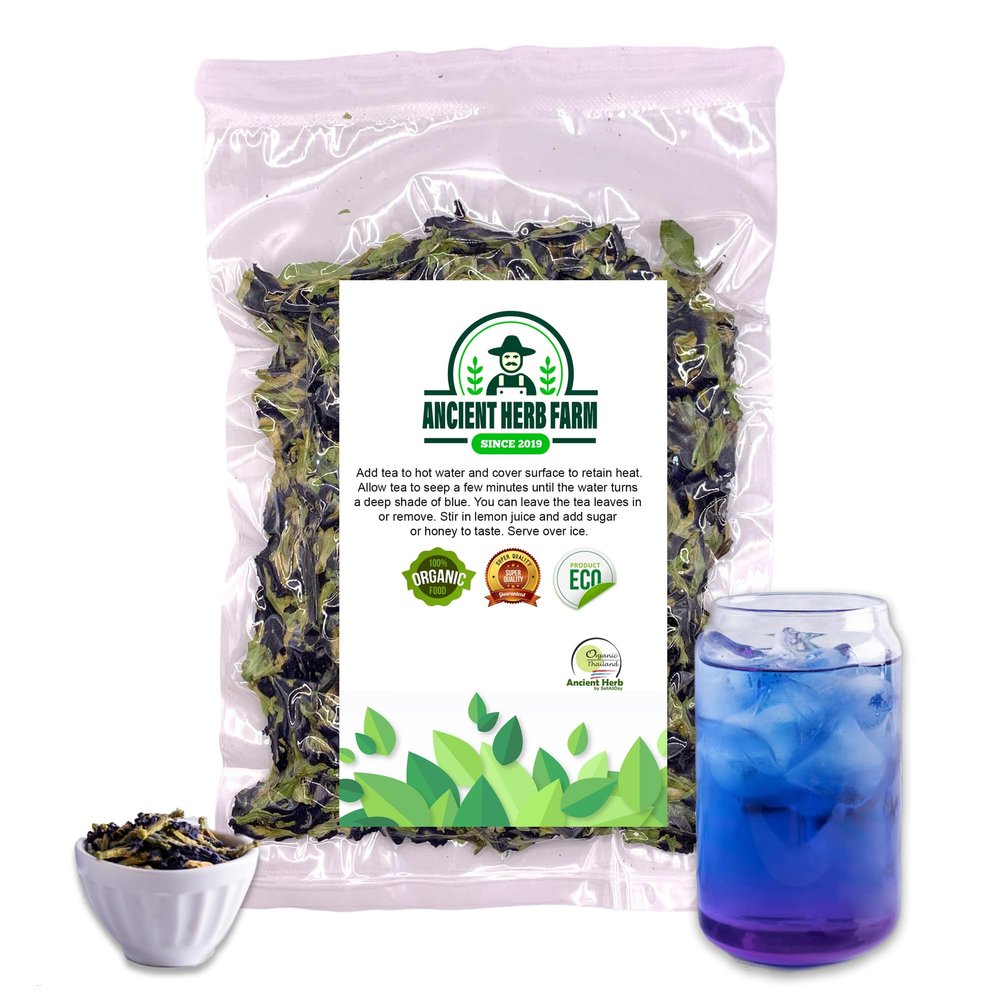 ANCIENT HERB Premium Dried Butterfly Pea Flowers for Blue & Purple Drinks and Food Coloring, Non-GMO, Pure Natural Tea (17.63 oz / 500 g)