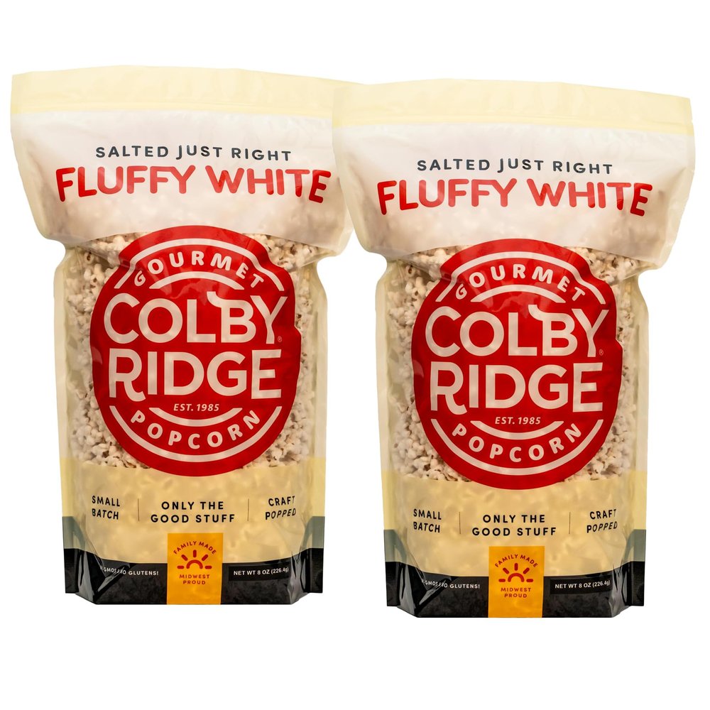 Colby Ridge 4 Gallon 2-Pack Fluffy White Gourmet Craft Popped Gluten Free Popcorn Snack Sized Large Pouches