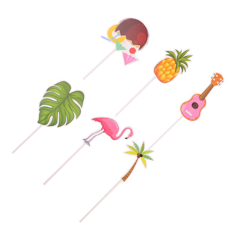 WHAMVOX 24pcs Flamingo Dessert Paper Card Cake Decoration for Parties Safe Cooking Accessories for Birthday and Celebration Treats for Cakes and Desserts