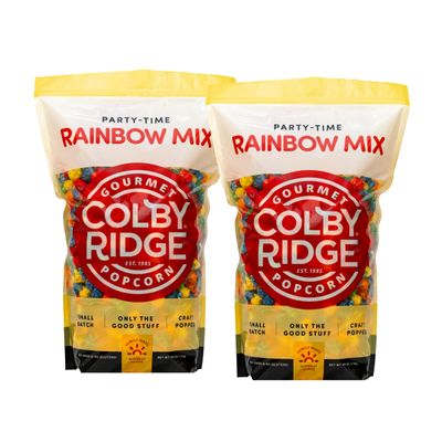 Colby Ridge 4 Gallon 2-Pack Rainbow Gourmet Craft Popped Gluten Free Popcorn Snack Sized Large Pouches