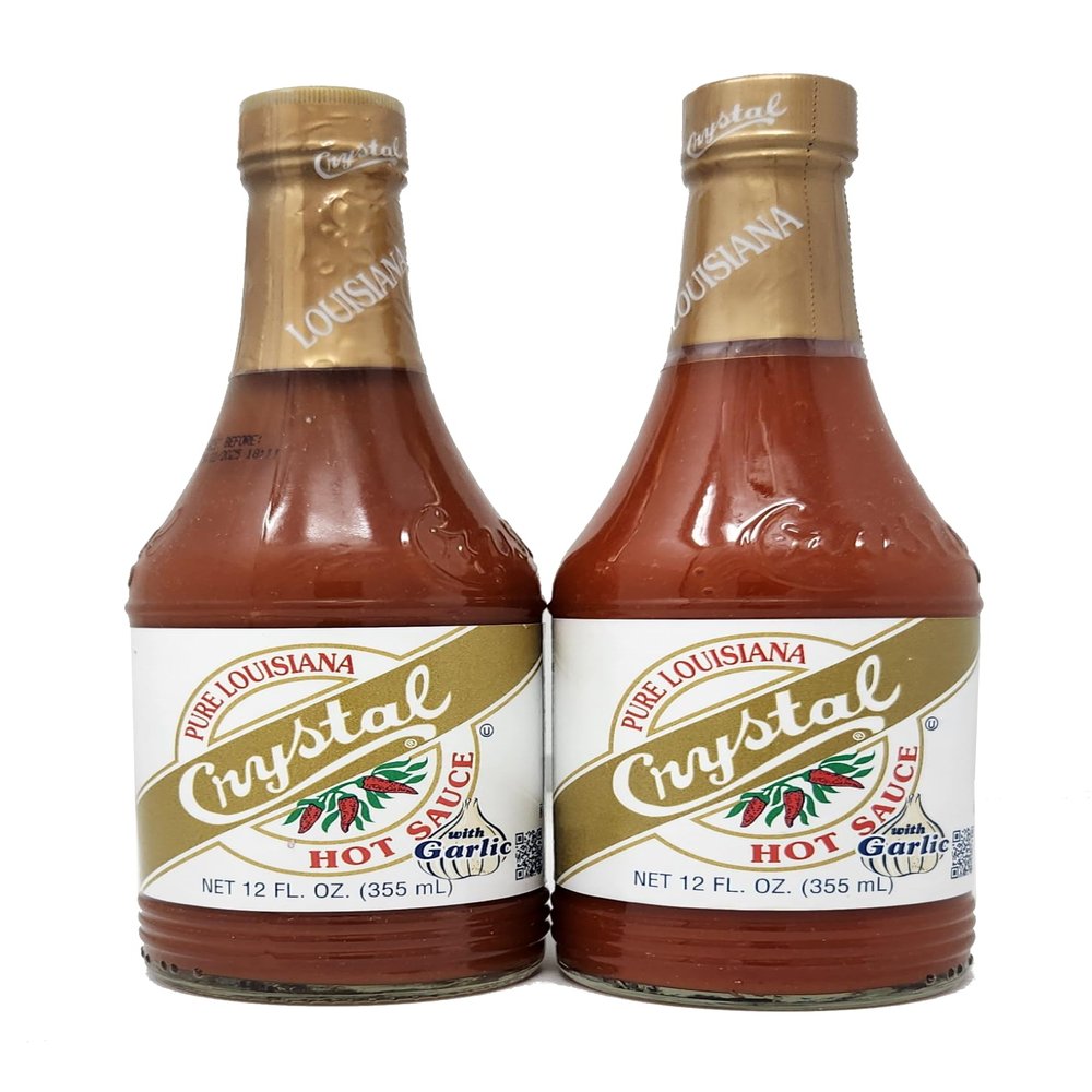 2 pack of Pure Louisiana Crystal Hot Sauce Original Recipe (Hot Sauce with Garlic 12oz)