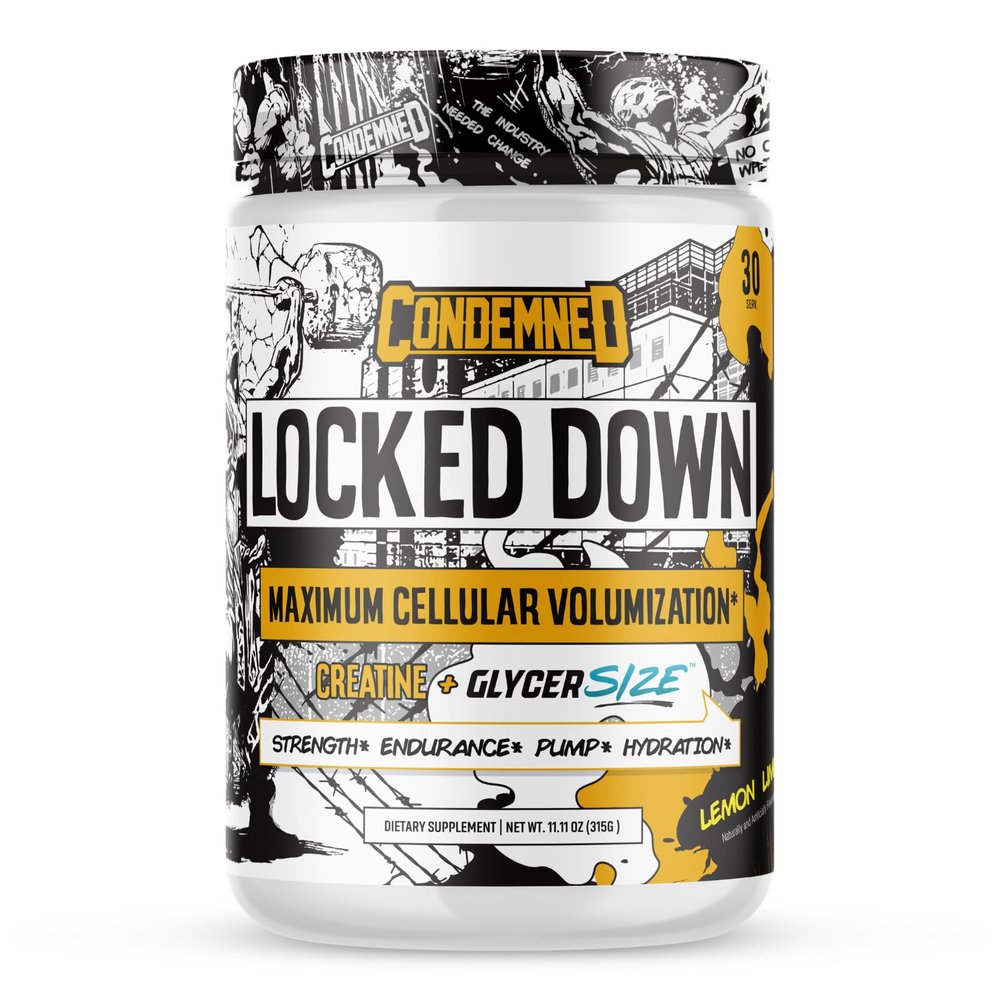 CONDEMNED Labz Locked Down | Creatine Performance Complex | Creatine Monohydrate, Glycerol, Taurine | Enhanced Hydration, Energy & Stamina | 30 Servings (Lemon Lime)