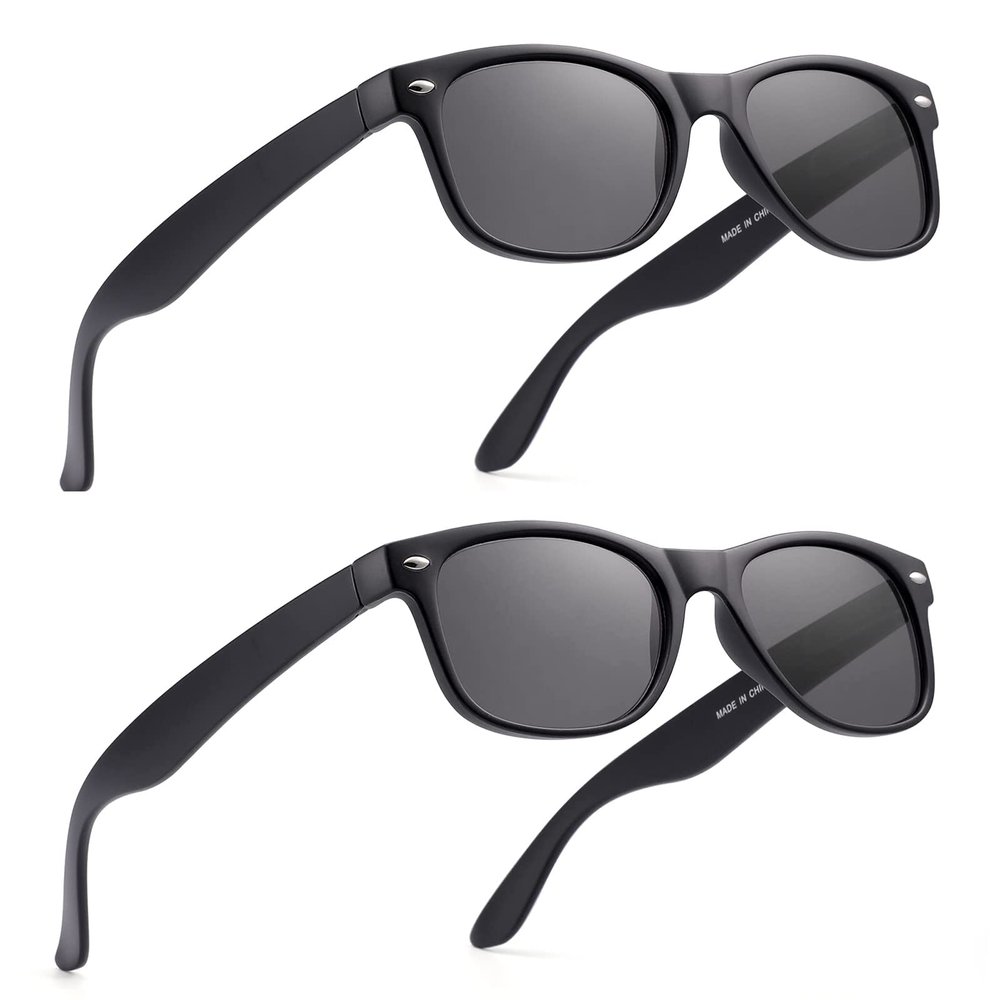 LOVIVY 2 Pack Reader Sunglasses for Men Women Classic Rectangle Reading Glasses Outdoor Full Lenses Magnifying Eyewear UV Protection Matte Black +2.75