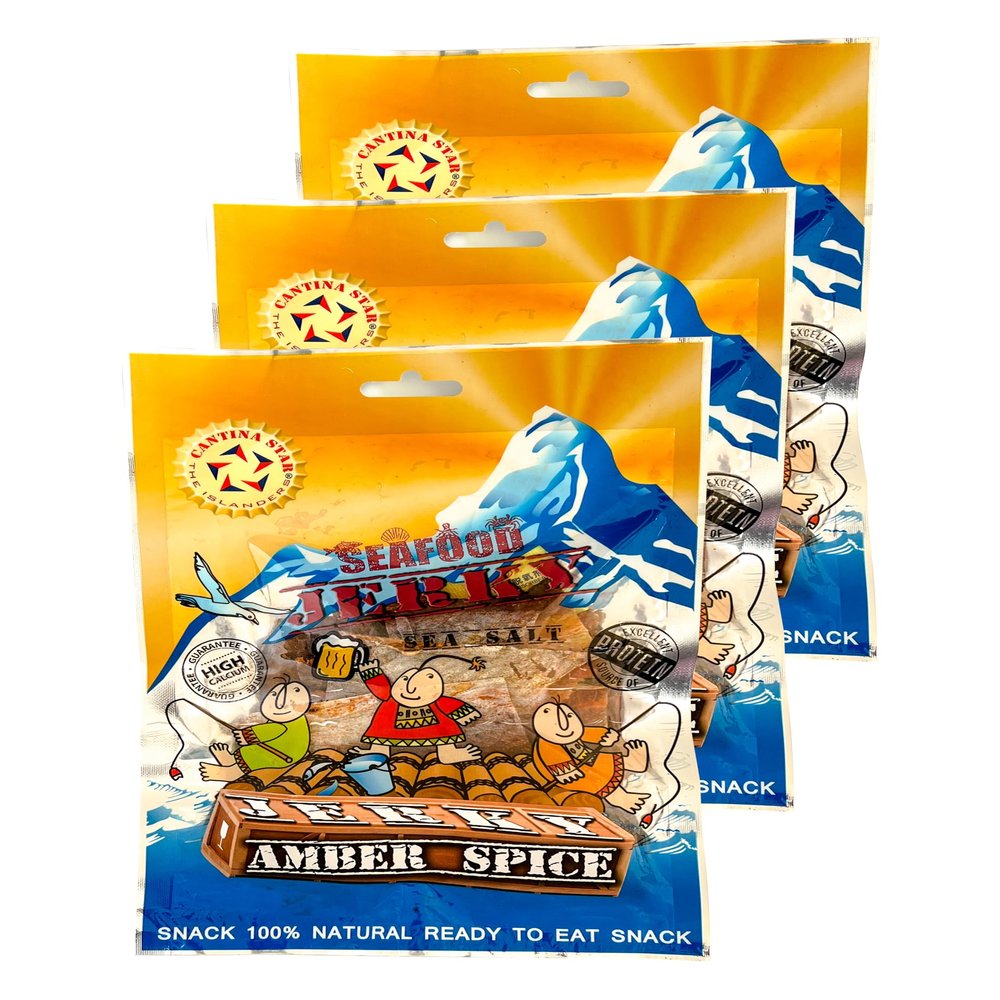 Cantina Star "Amber Spice" Fish Jerky (Dried Fish), 90g, Pack of 3