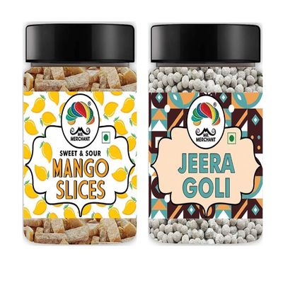 Mr. Merchant Mango Slice (300g) & Jeera Goli (300g) [Mouth Freshener, , After-Meal, Mukhwas Combo (Pack of 2)]_Packing May Vary