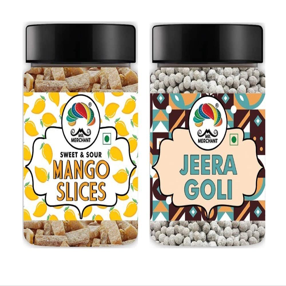 Mr. Merchant Mango Slice (300g) & Jeera Goli (300g) [Mouth Freshener, , After-Meal, Mukhwas Combo (Pack of 2)]_Packing May Vary