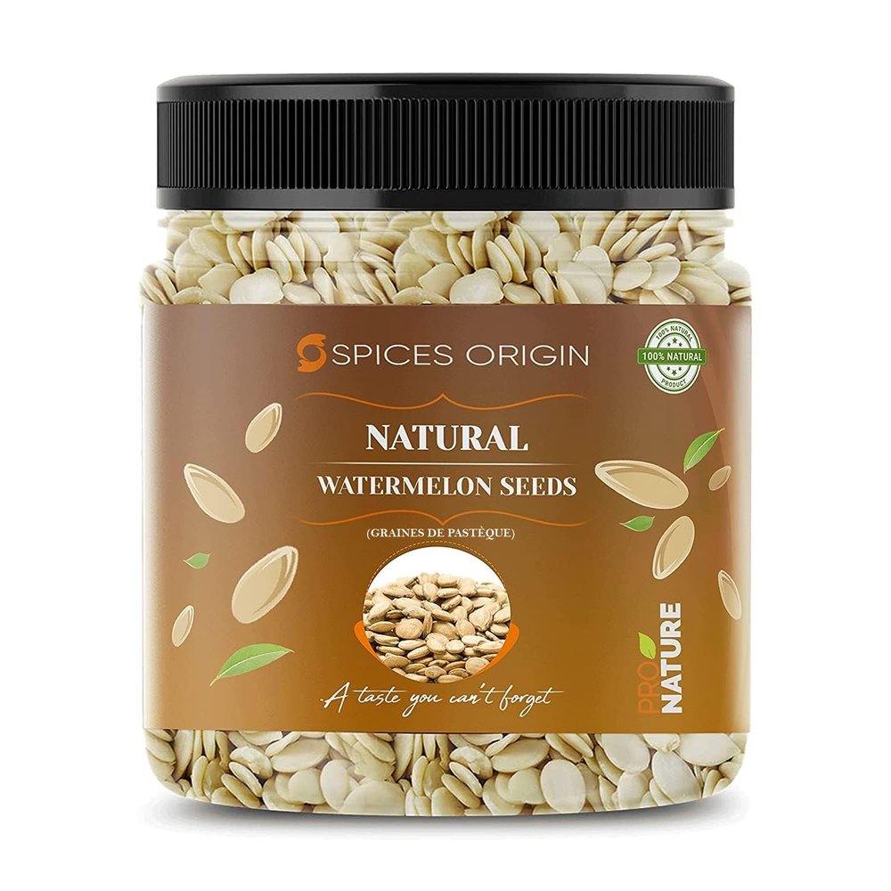Spices Origin Natural Watermelon Seeds 250g - High in Protein, Raw Watermelon Seeds for Eating (Without Shell) | Tarbooja Seeds | Fresh Tarboj Beej Magaj_Packing May Vary