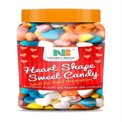 Nature's Bridge Heart Shaped Sweet Candy Topping (Sprinkles) for Cake Decoration 200 gm Jar Pack / Hearts Candy / Sprinkles / Cake Decoration - 200 Gm Jar Sprinkles_Packing May Vary
