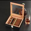 DNZOGW Cigar HumidorHumidor Cigar Box Glass Top Cigar Box With Hygrometer Humidifier And Divider, Desktop Cedar Wood Storage Case Holds 20 Cigars, 24cm*21.5cm*6.6cm, black, FYXJ01 view 2