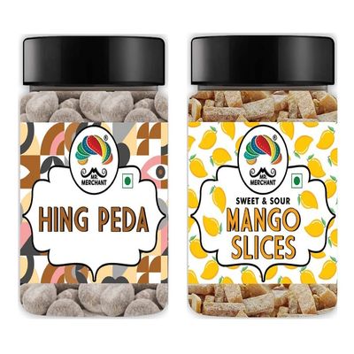Mr. Merchant Hing peda (300g) & Mango Slice (300g) [Mouth Freshener, After-Meal, Mukhwas Combo (Pack of 2)]_Packing May Vary
