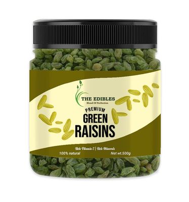 THE EDIBLES Green Afghani Raisins |Hari Kismish 250 gm | Dried Green Raisins _Packing May Vary
