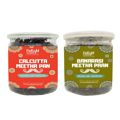 Delight Foods Calcutta Meetha Paan |Sweet Paan Packed Traditional Mukhwas (Caclutta Paan 300g + Banarasi Paan 300g)_Packing May Vary