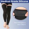 Extra Wide 20-30mmHg Thigh High Compression Stockings 5XL with Silicone Grip Top & Footless  Opaque Firm Graduated Support Hose for Varicose Veins, Lymphedema, DVT, Swelling & Travel Black view 2