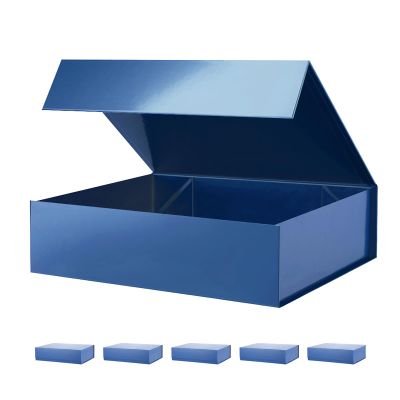 PACKHOME 6 Large Gift Boxes 13.5x10x3.5 Inches, Sturdy Shirt Boxes with Magnetic Lids for Multiple Occasions (Glossy Blue)