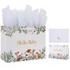 13" Large White Gift Bag Set with Greeting Card and Tissue Papers (Hello Baby Design) for Girls' Birthday Party, Baby Shower, Baby Girl or Boy, Women's Birthday Parties - 13x5.2x10.2, 1 Pcs. view 1