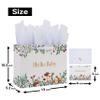 13" Large White Gift Bag Set with Greeting Card and Tissue Papers (Hello Baby Design) for Girls' Birthday Party, Baby Shower, Baby Girl or Boy, Women's Birthday Parties - 13x5.2x10.2, 1 Pcs. view 2