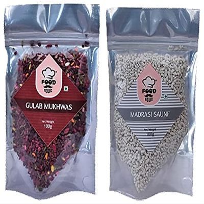 Foodholic Premium Mouth Freshener Combo Pack of 2 (100 Gm Each) (Madrasi Saunf X 1 & Gulab Mukhwas X 1)_Packing May Vary