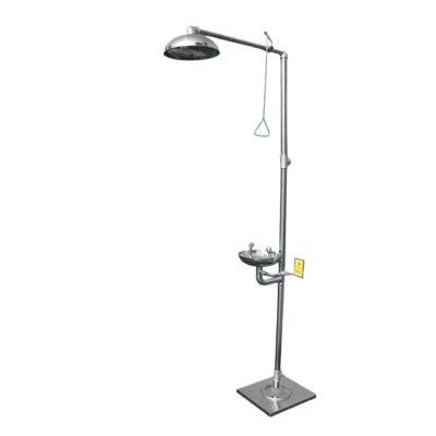 304 Stainless Steel Composite Emerncy Shower Eyewash,Vertical Double Eye Washing Shower Set(A)