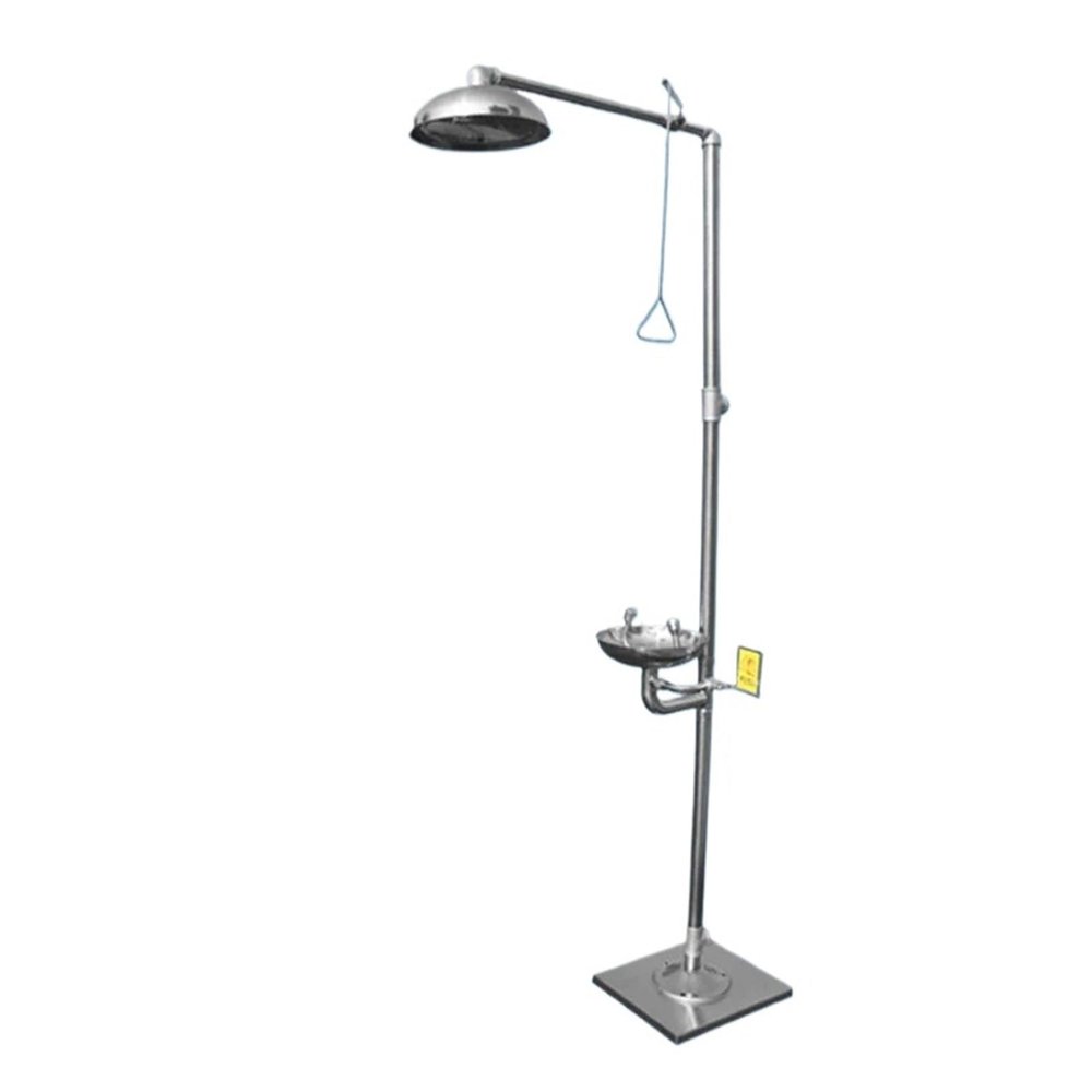 304 Stainless Steel Composite Emerncy Shower Eyewash,Vertical Double Eye Washing Shower Set(A)